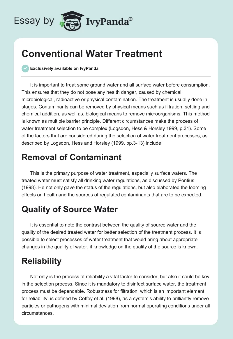 Conventional Water Treatment. Page 1