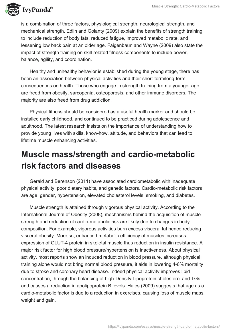 Muscle Strength: Cardio-Metabolic Factors. Page 2