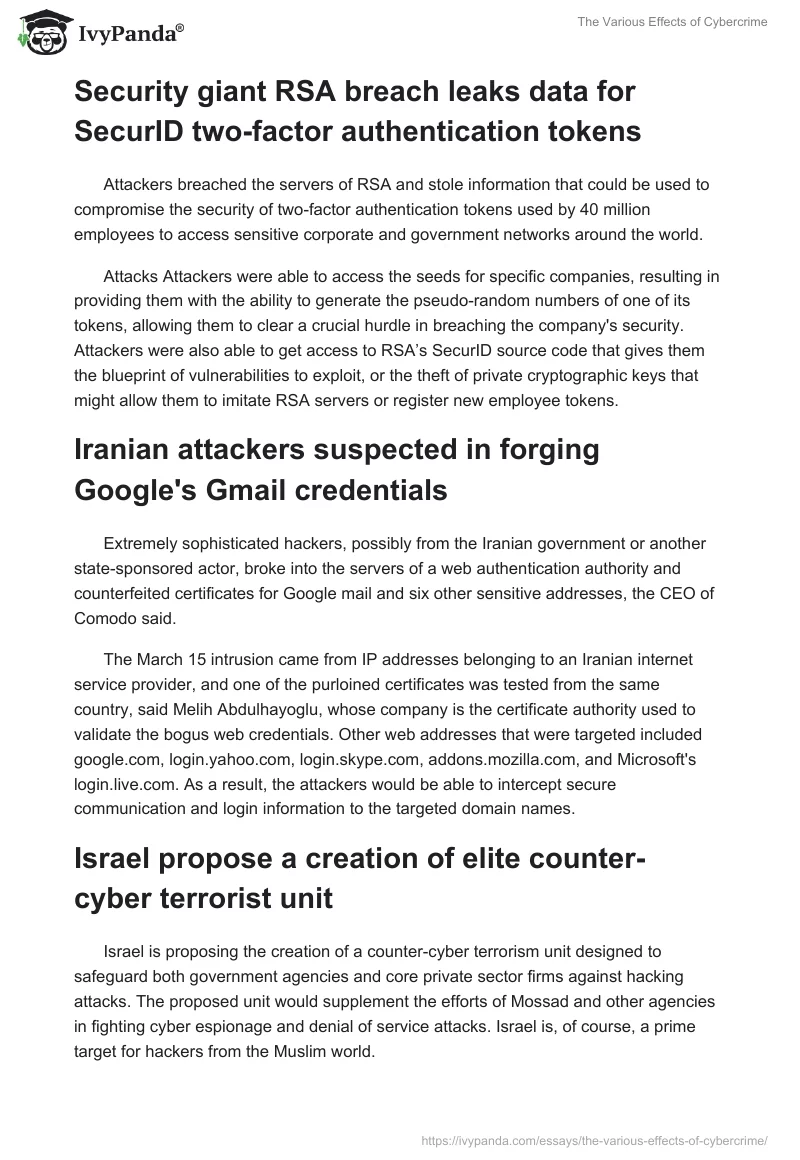 The Various Effects of Cybercrime. Page 3