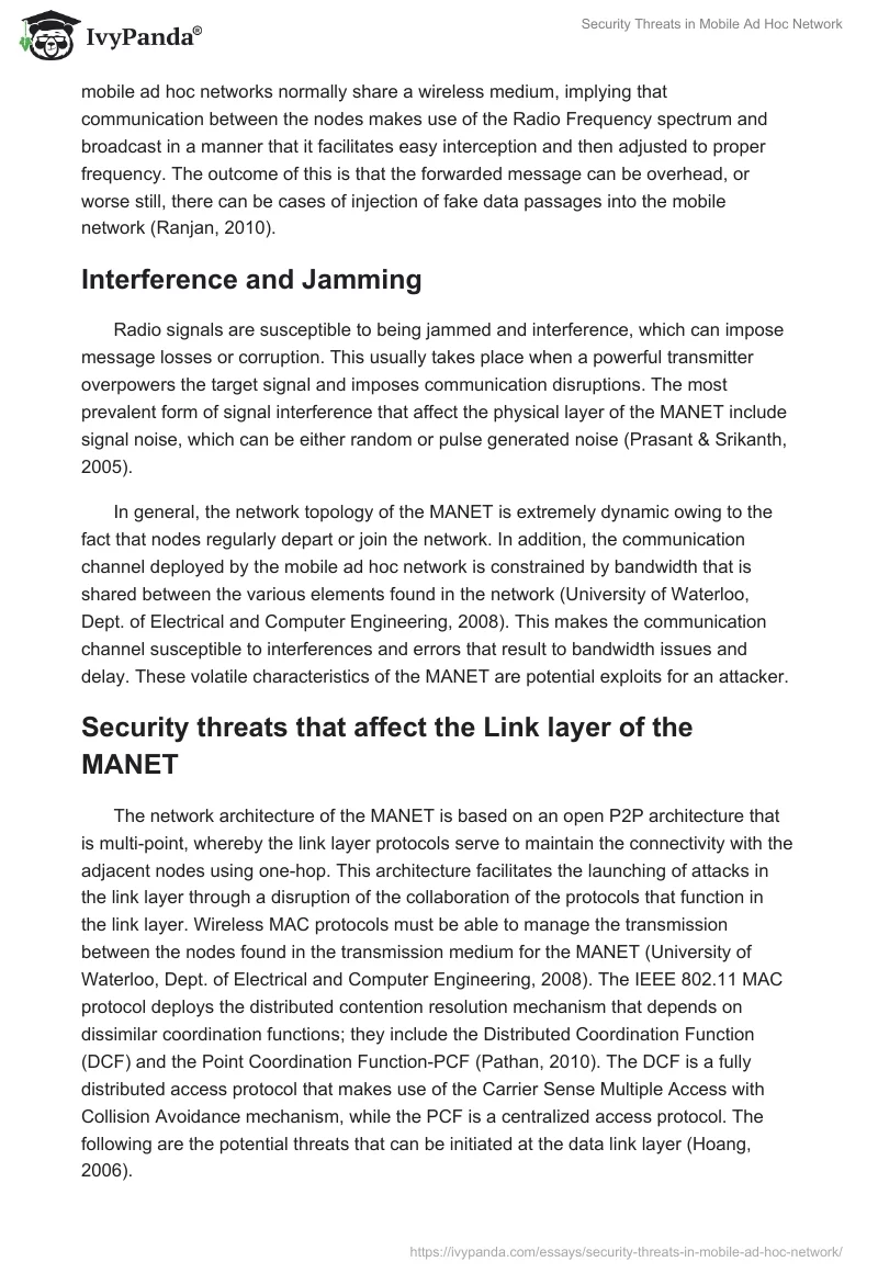 Security Threats in Mobile Ad Hoc Network. Page 4