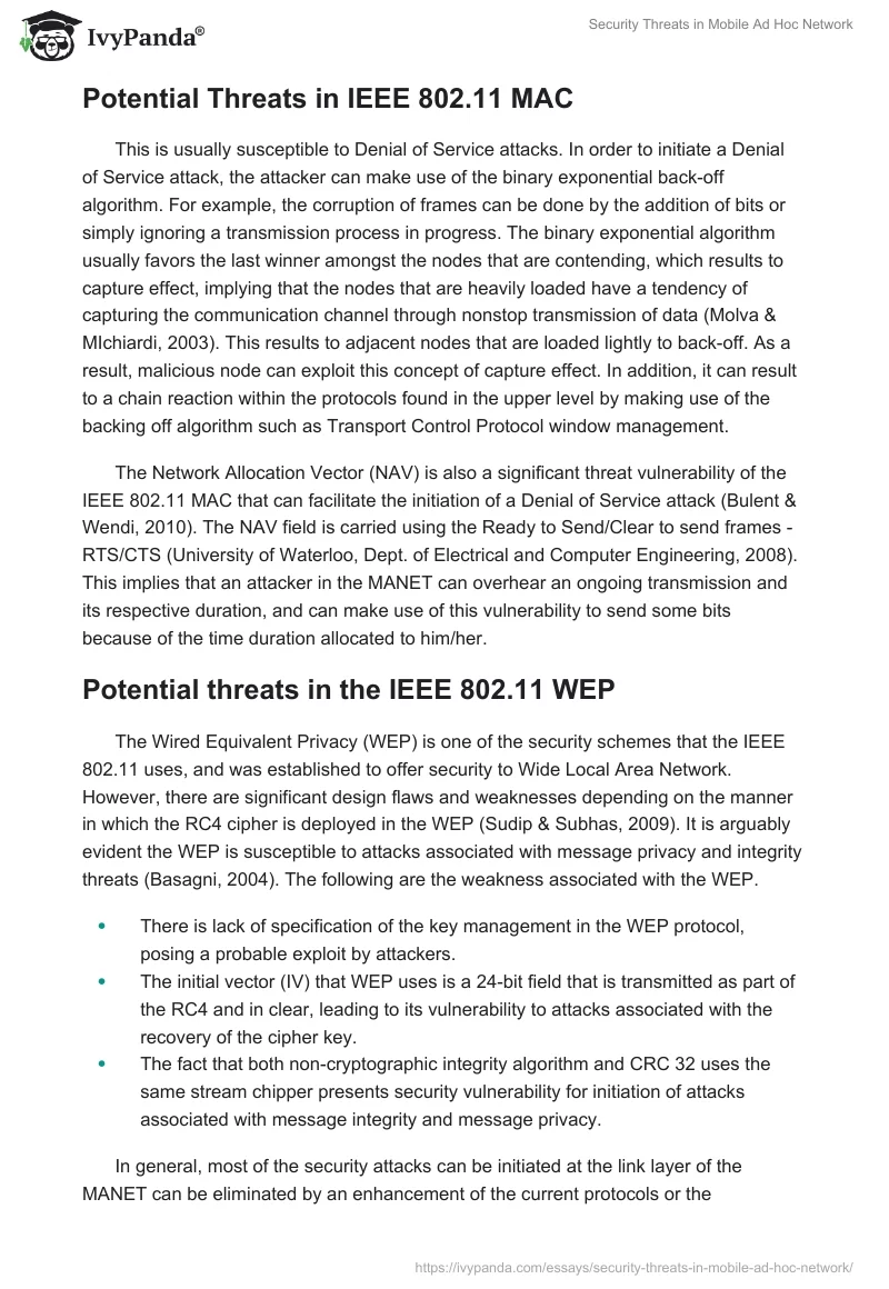 Security Threats in Mobile Ad Hoc Network. Page 5