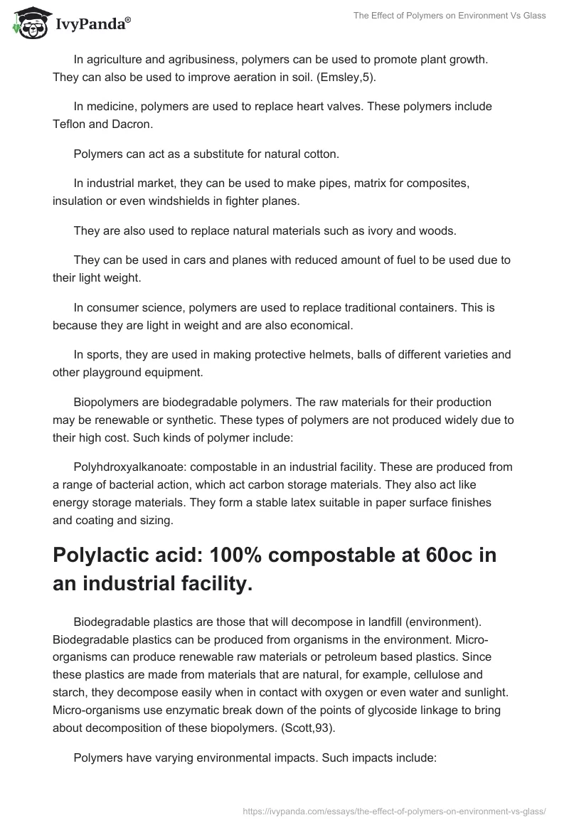 The Effect of Polymers on Environment vs Glass. Page 2