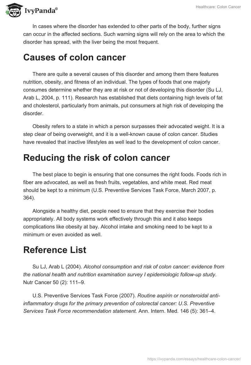 Healthcare: Colon Cancer. Page 2