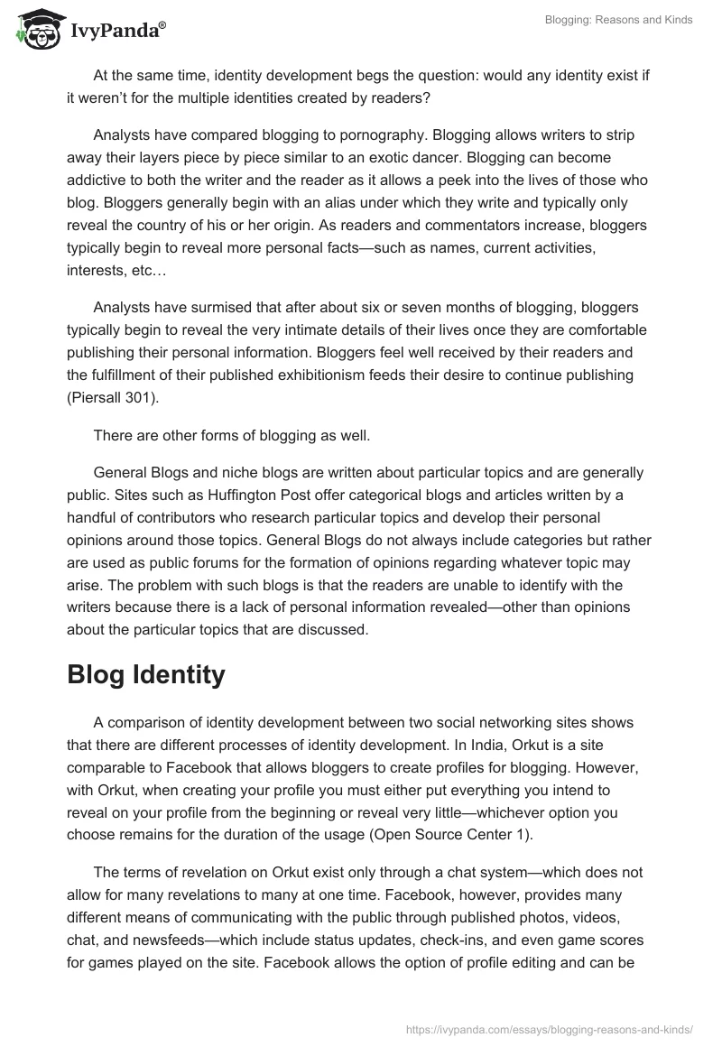 Blogging: Reasons and Kinds. Page 2