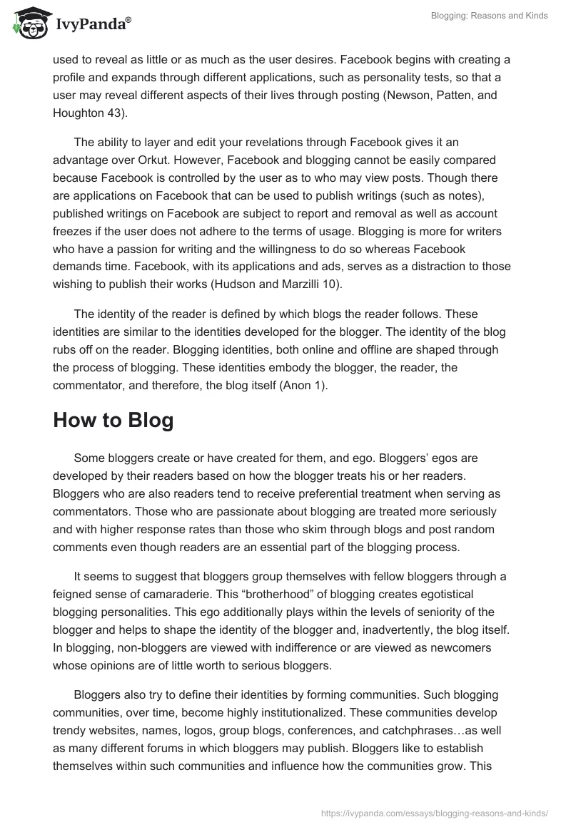 Blogging: Reasons and Kinds. Page 3