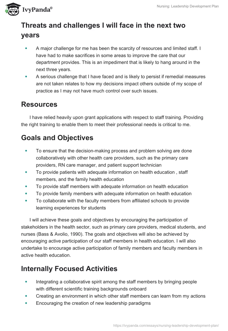 Nursing: Leadership Development Plan. Page 5