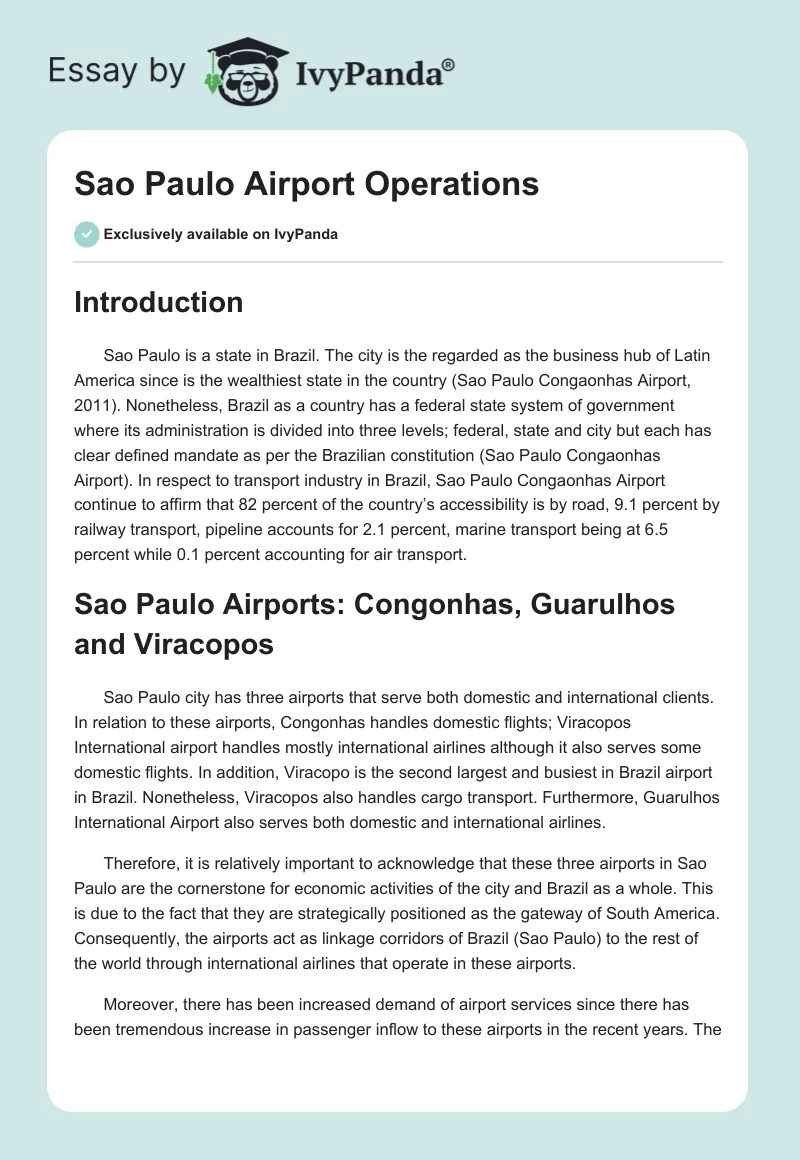 Sao Paulo Airport Operations. Page 1