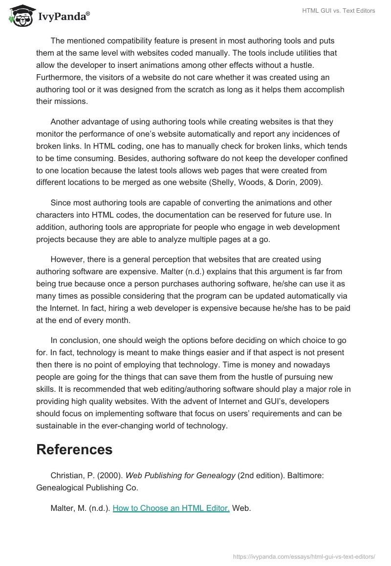 HTML GUI vs. Text Editors. Page 3