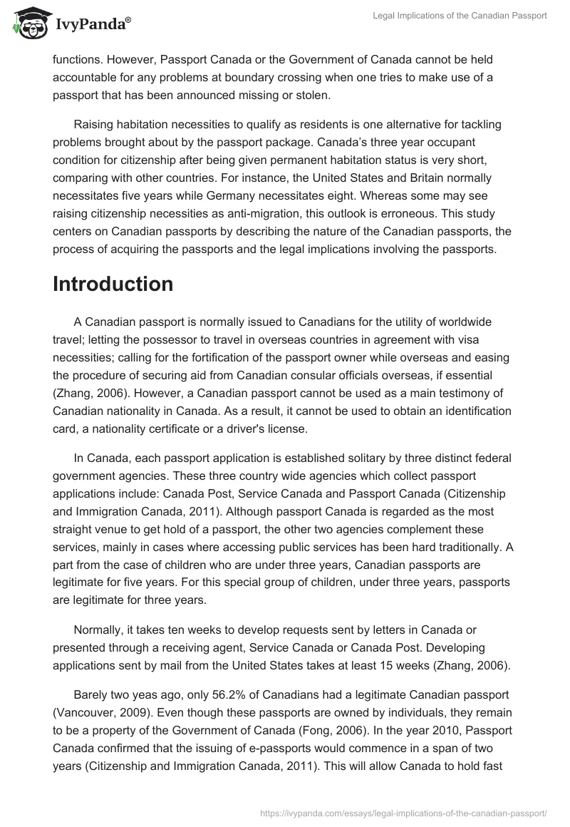 Legal Implications of the Canadian Passport. Page 2