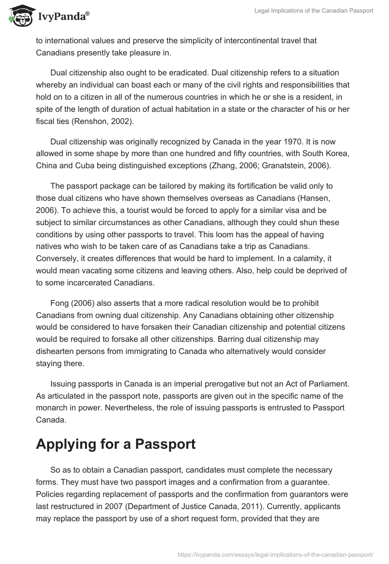 Legal Implications of the Canadian Passport. Page 3