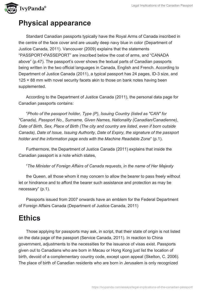 Legal Implications of the Canadian Passport. Page 5