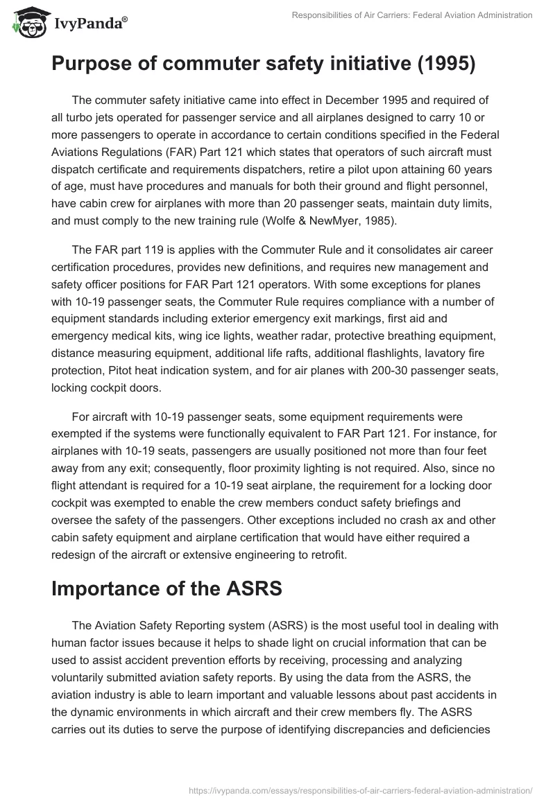Responsibilities of Air Carriers: Federal Aviation Administration. Page 2