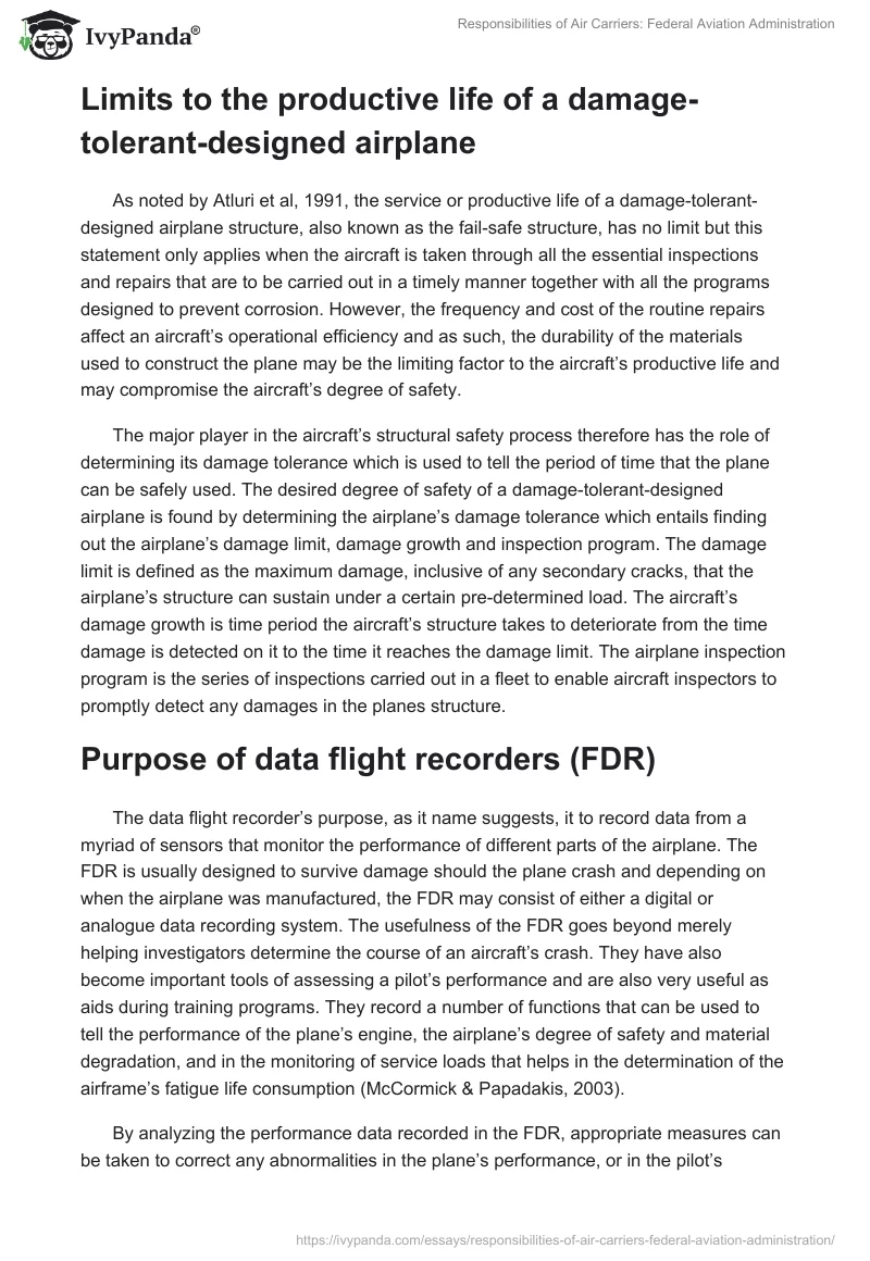 Responsibilities of Air Carriers: Federal Aviation Administration. Page 4