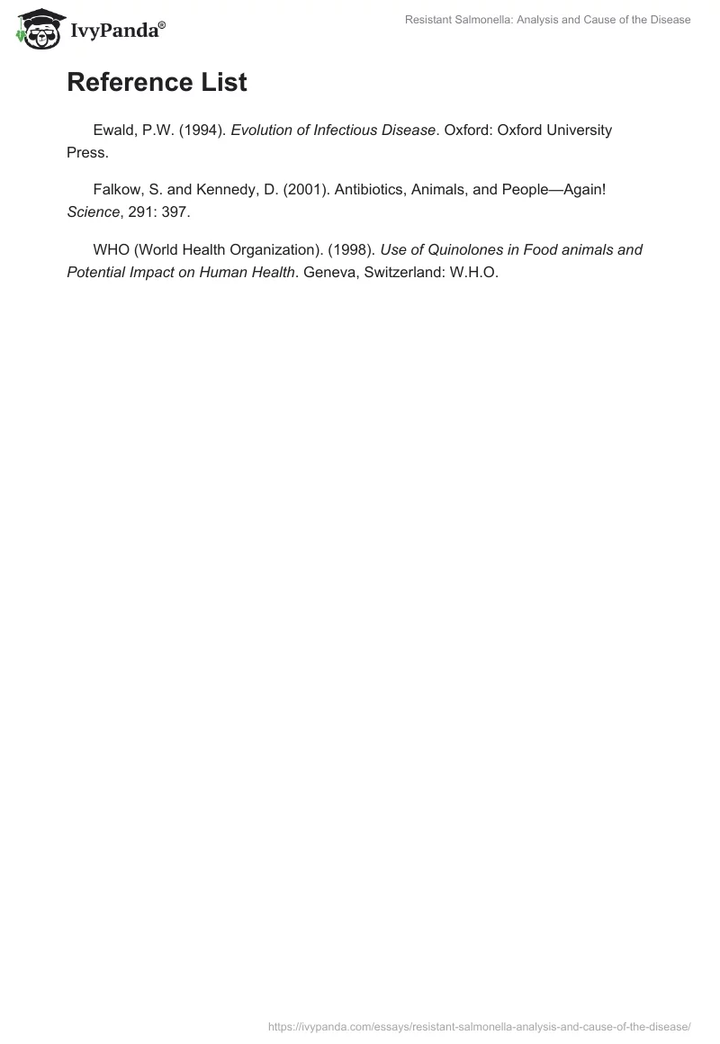 Resistant Salmonella: Analysis and Cause of the Disease. Page 3