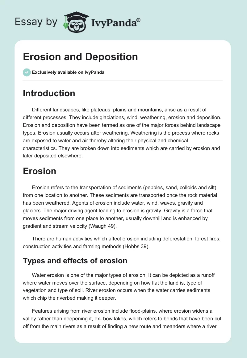 Erosion and Deposition. Page 1