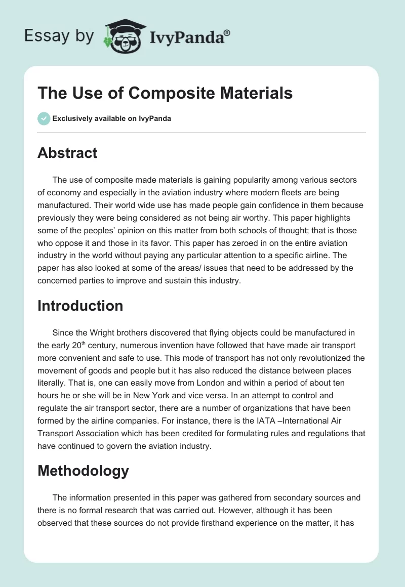 The Use of Composite Materials. Page 1