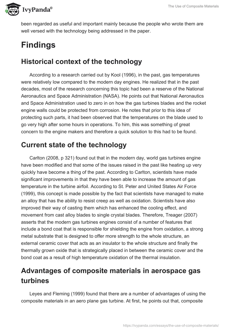 The Use of Composite Materials. Page 2