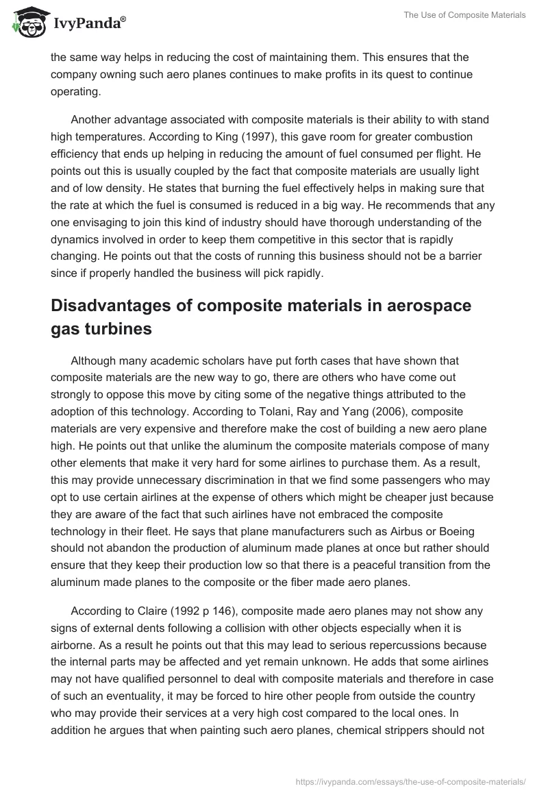 The Use of Composite Materials. Page 4