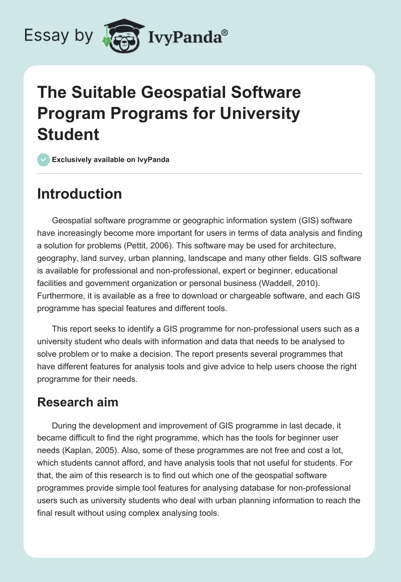 The Suitable Geospatial Software Program Programs for University Student. Page 1