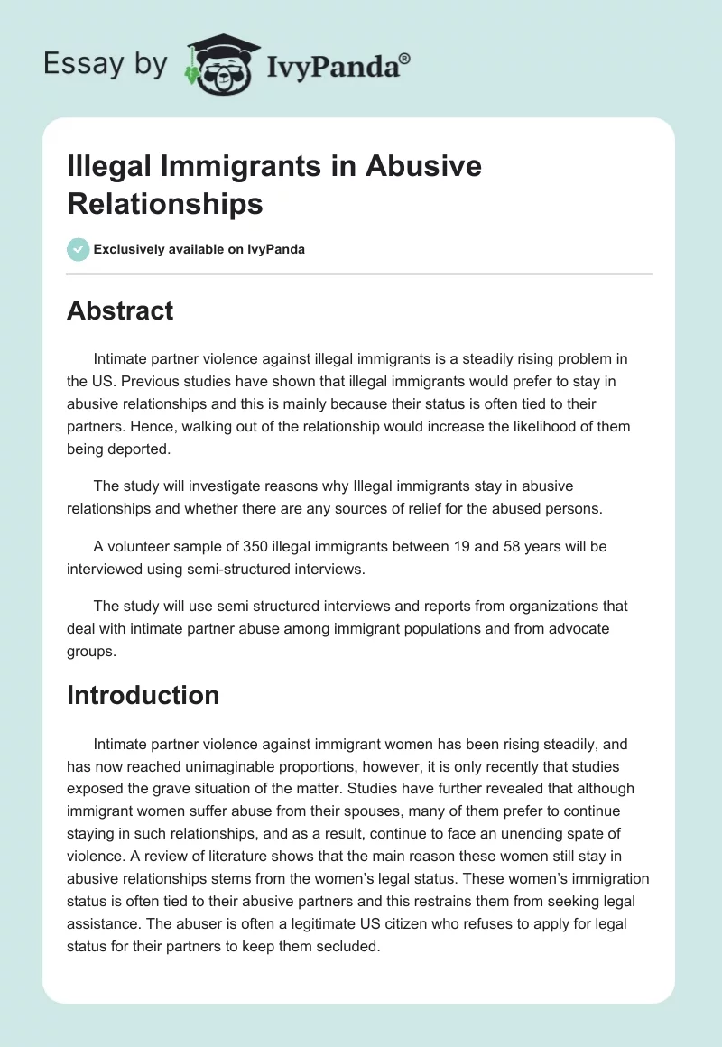 Illegal Immigrants in Abusive Relationships. Page 1