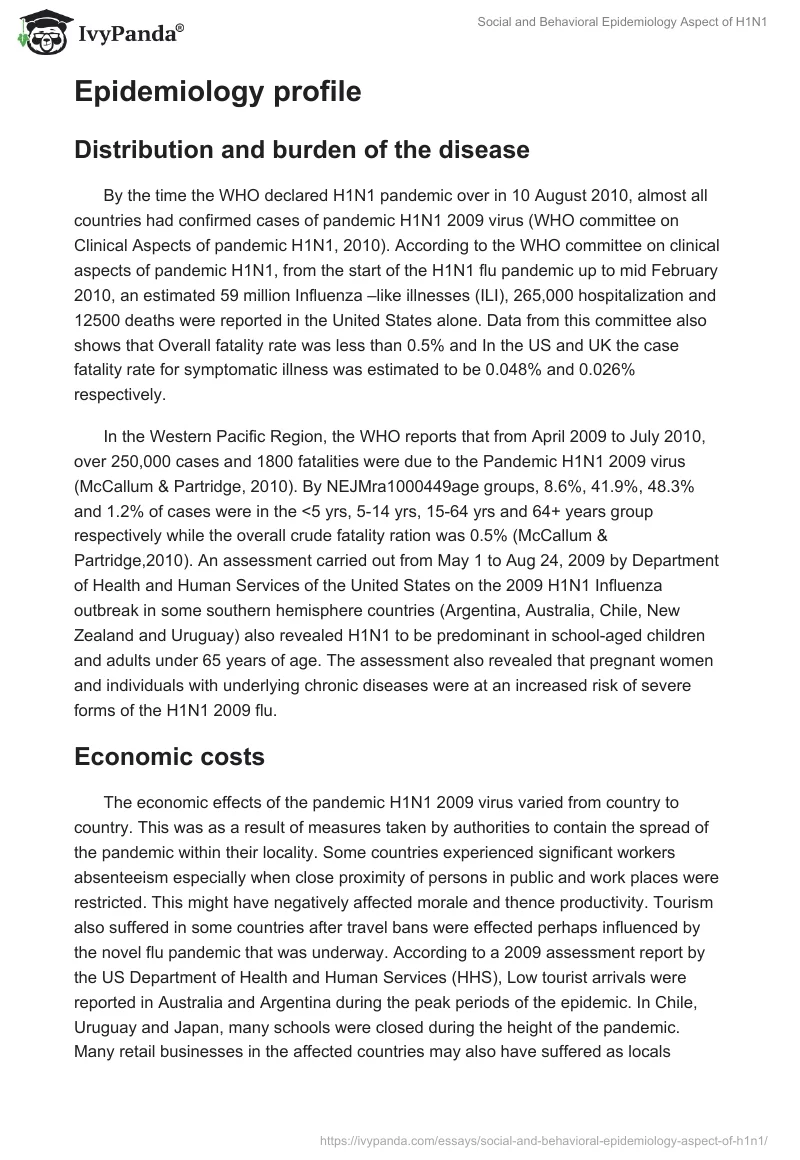 Social and Behavioral Epidemiology Aspect of H1N1. Page 3