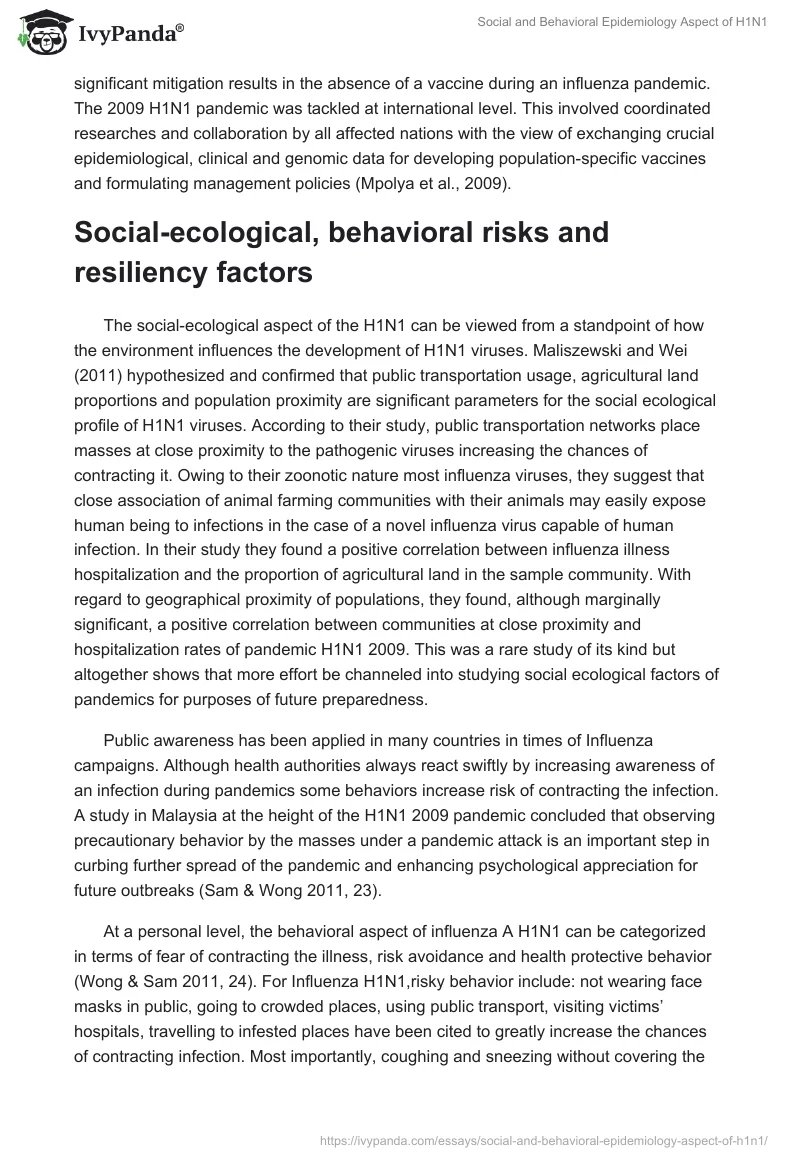 Social and Behavioral Epidemiology Aspect of H1N1. Page 5