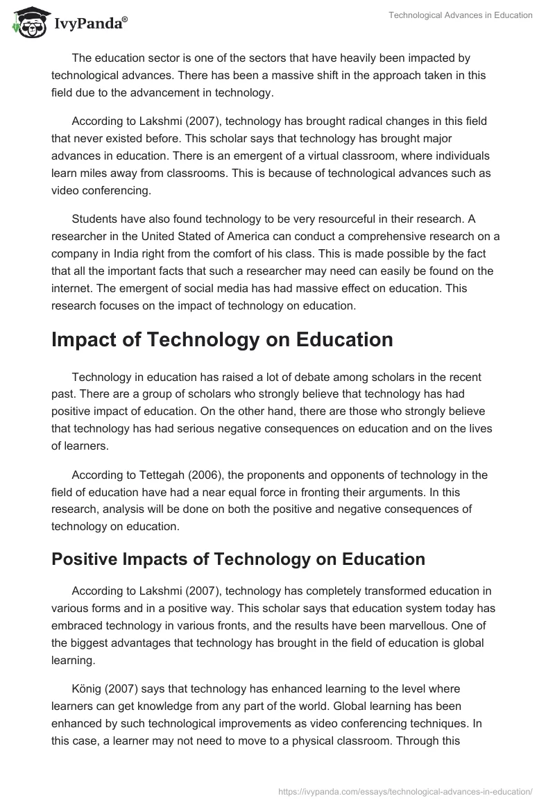 Technological Advances in Education. Page 2