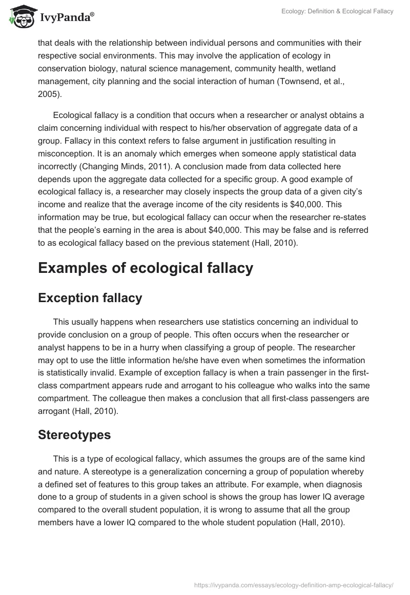 Ecology: Definition & Ecological Fallacy. Page 2