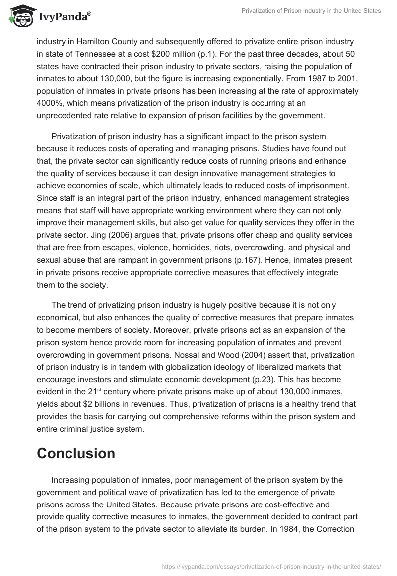 Privatization of Prison Industry in the United States. Page 3