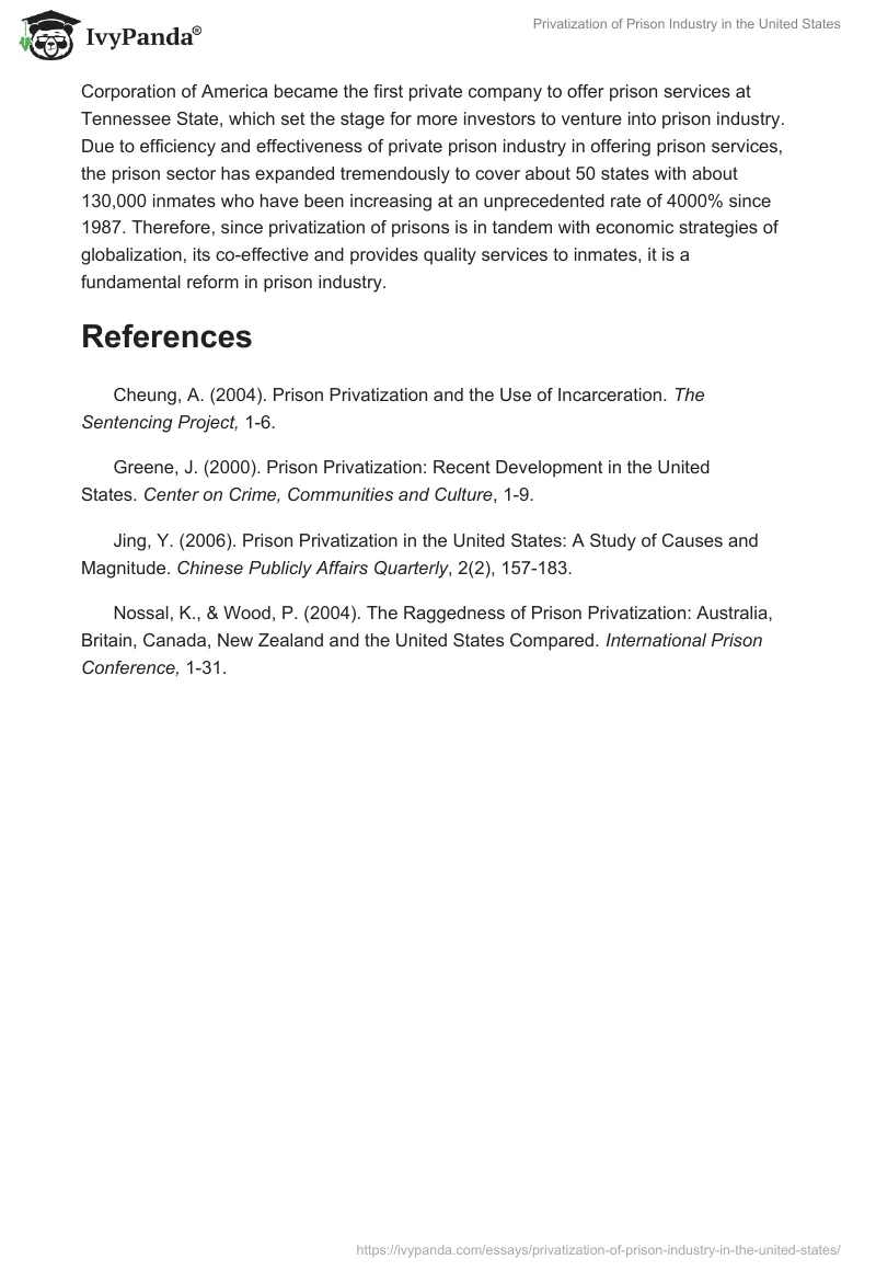 Privatization of Prison Industry in the United States. Page 4