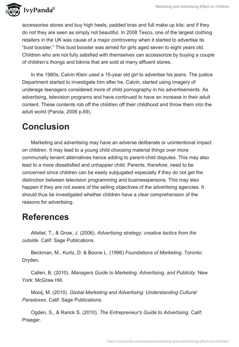 Marketing and Advertising Effect on Children. Page 4