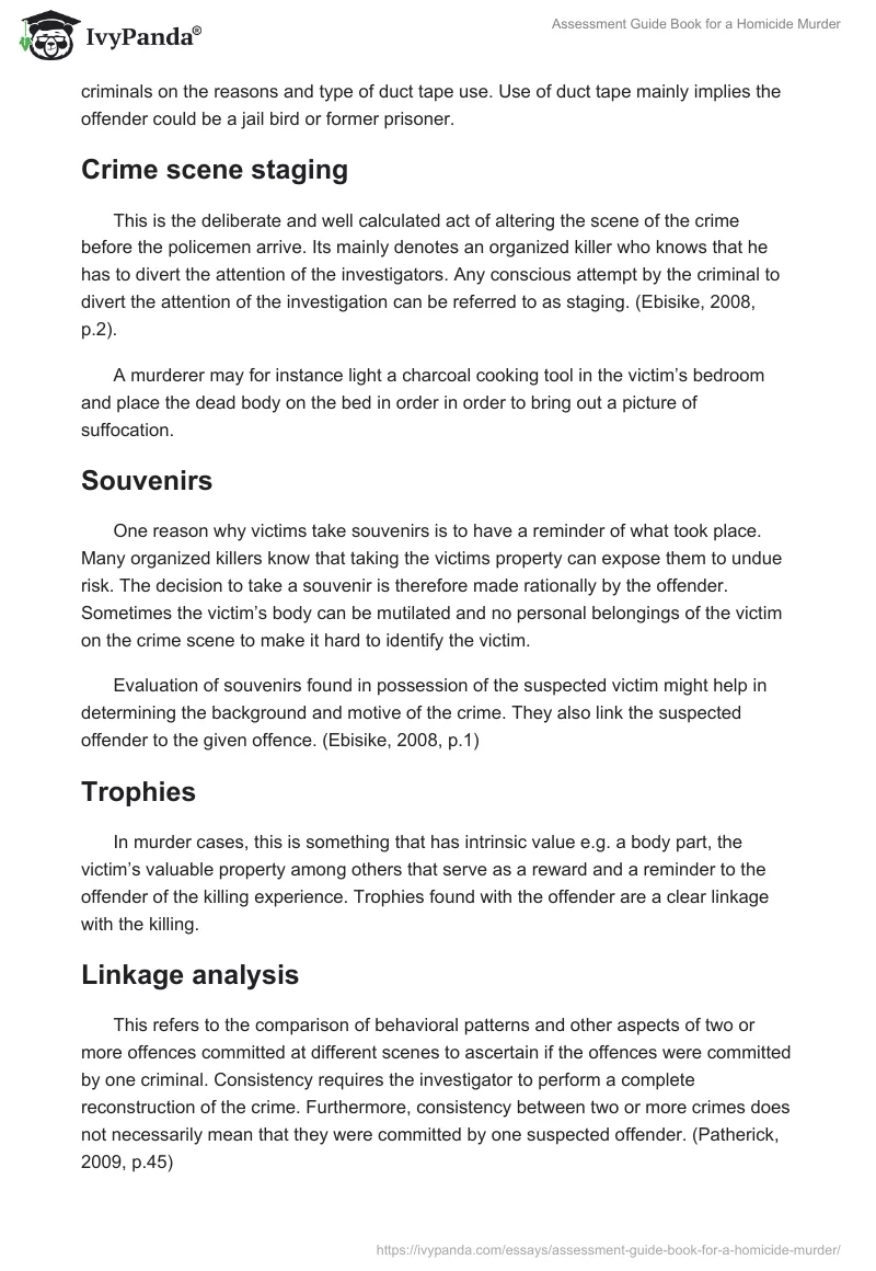 Assessment Guide Book for a Homicide Murder. Page 4