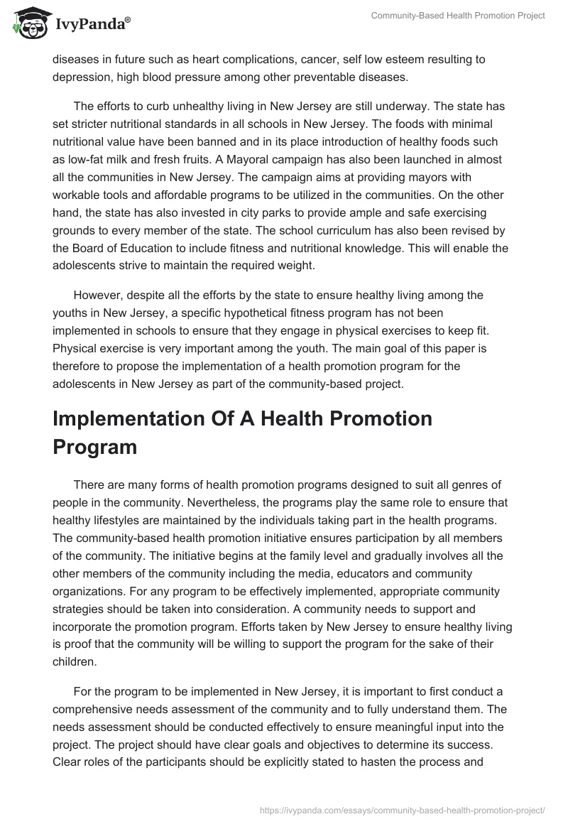 Community-Based Health Promotion Project. Page 2