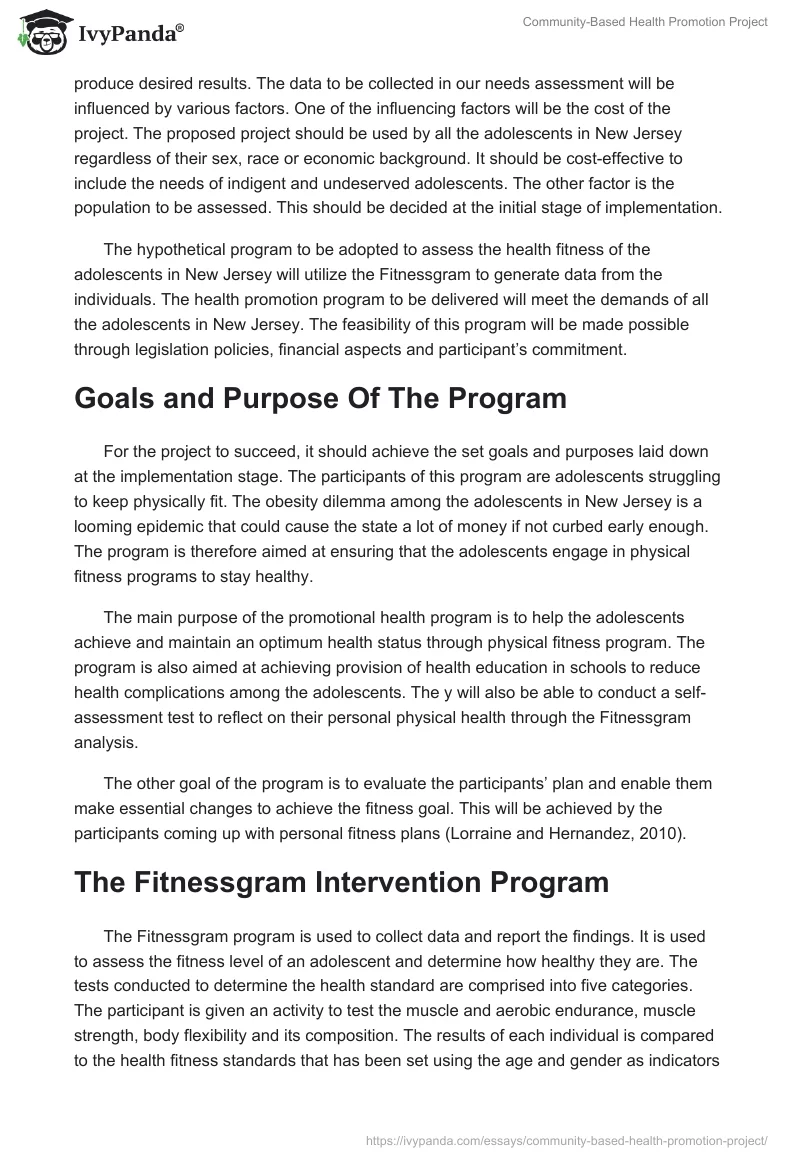Community-Based Health Promotion Project. Page 3