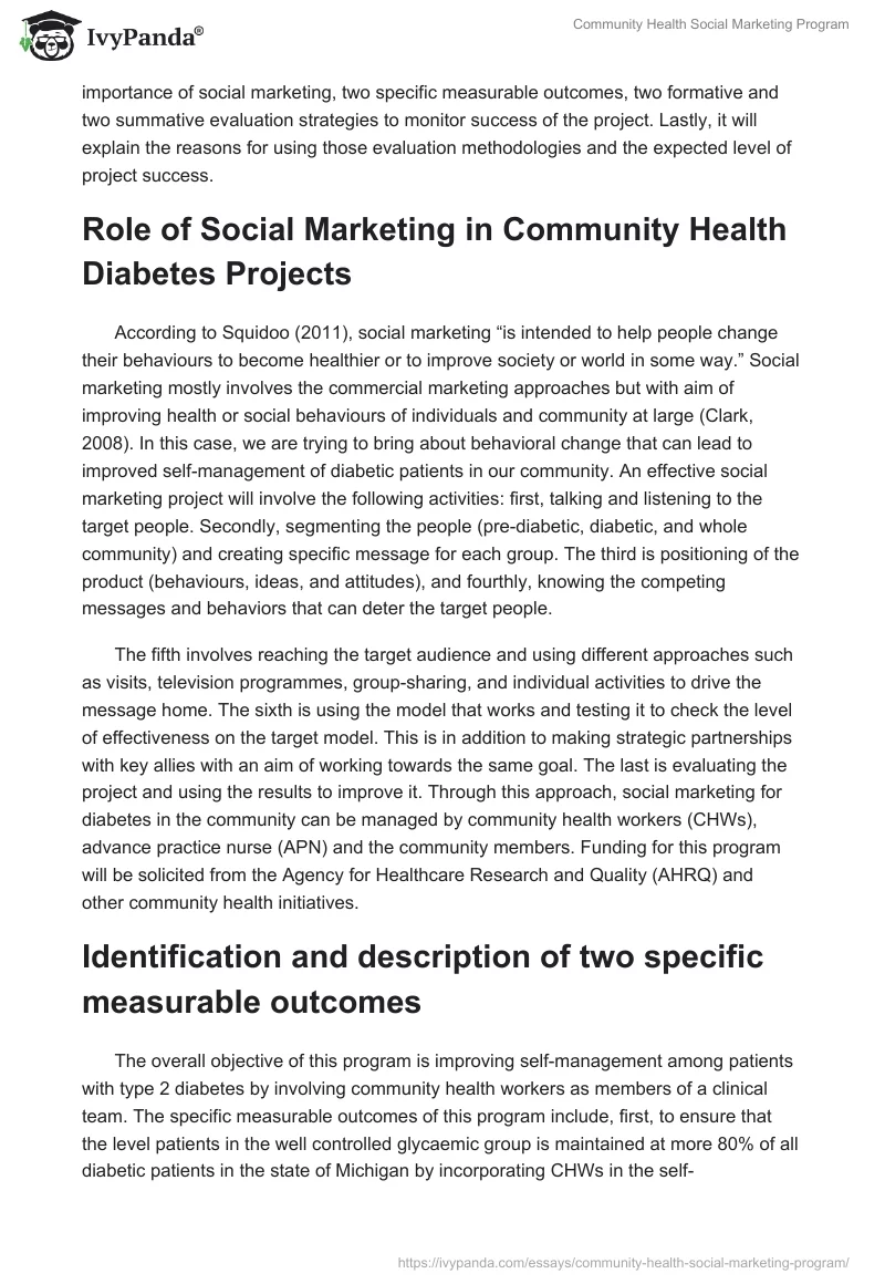 Community Health Social Marketing Program. Page 2