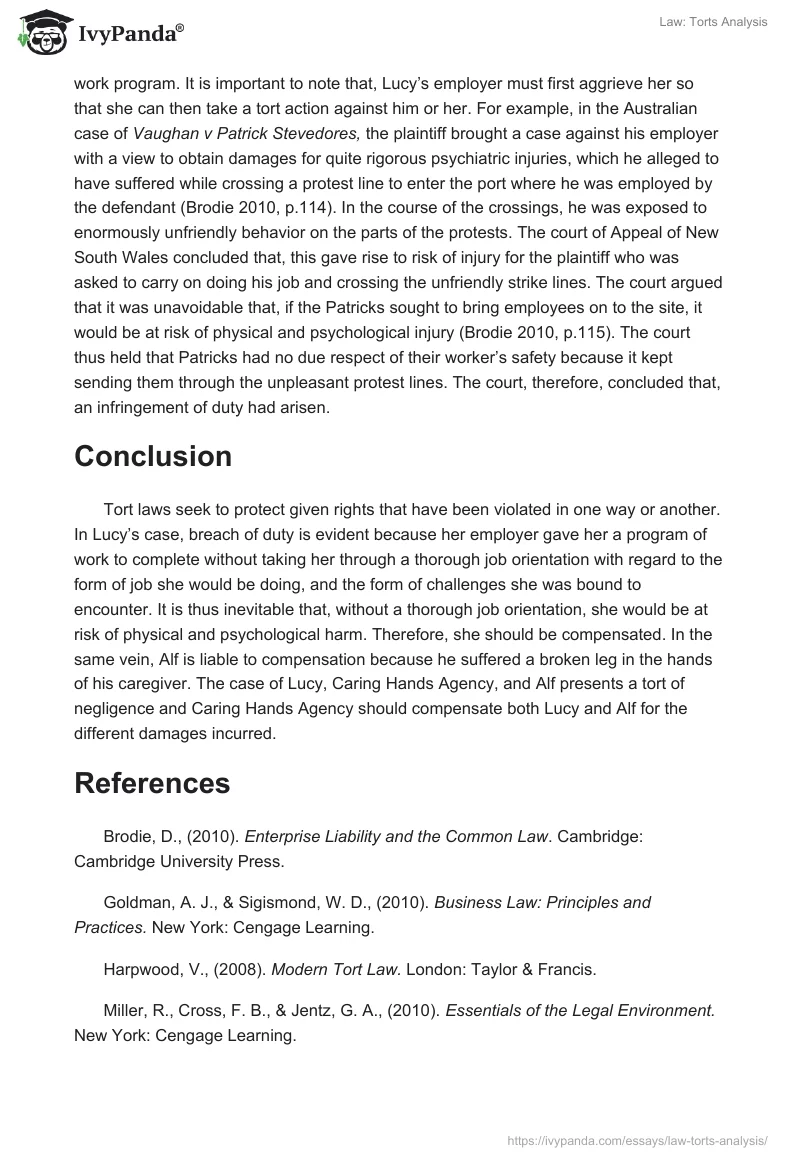 Law: Torts Analysis. Page 5