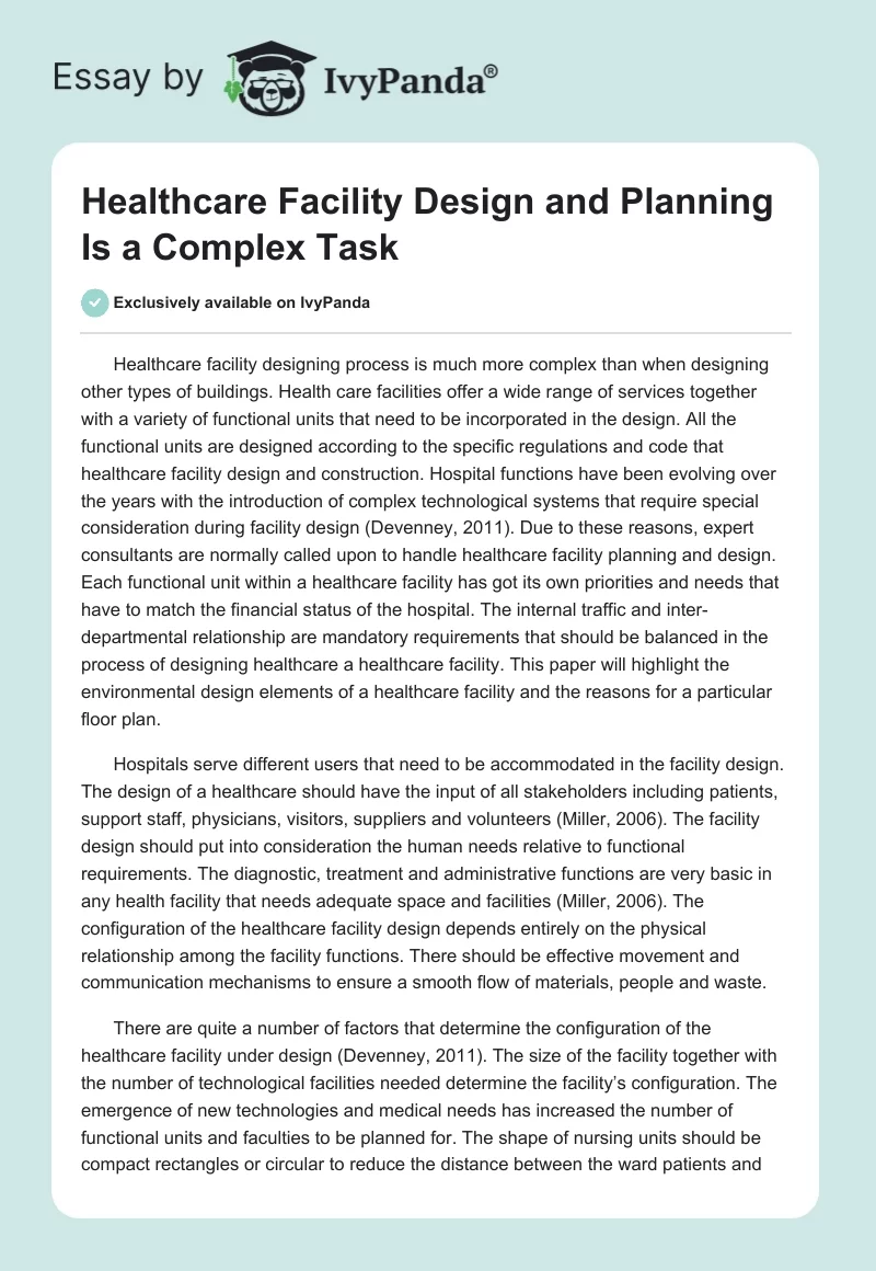 Healthcare Facility Design and Planning Is a Complex Task. Page 1