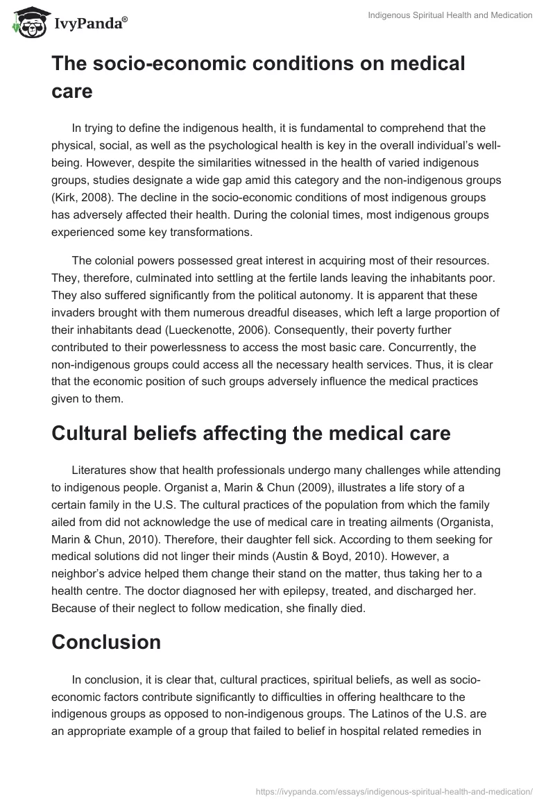 Indigenous Spiritual Health and Medication. Page 2