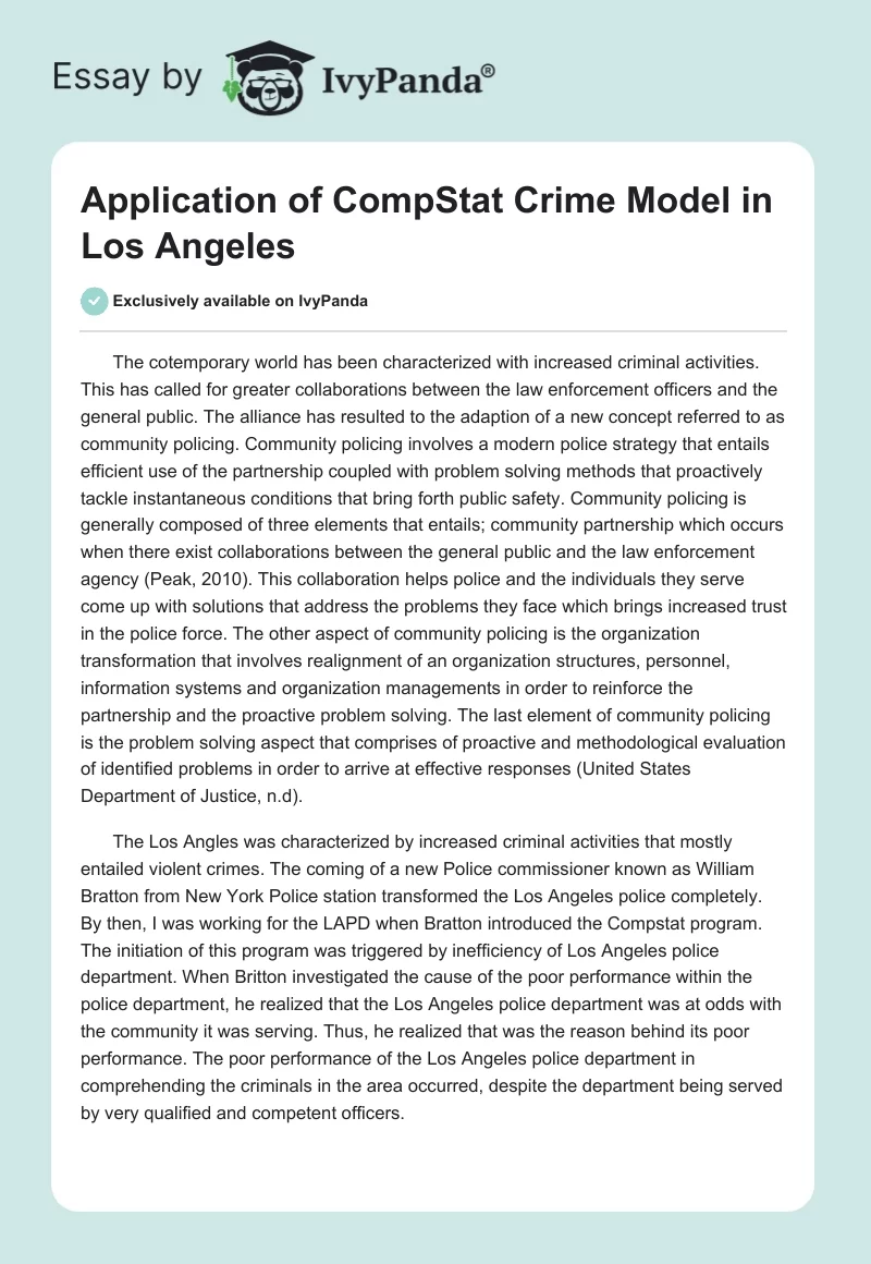 Application of CompStat Crime Model in Los Angeles. Page 1