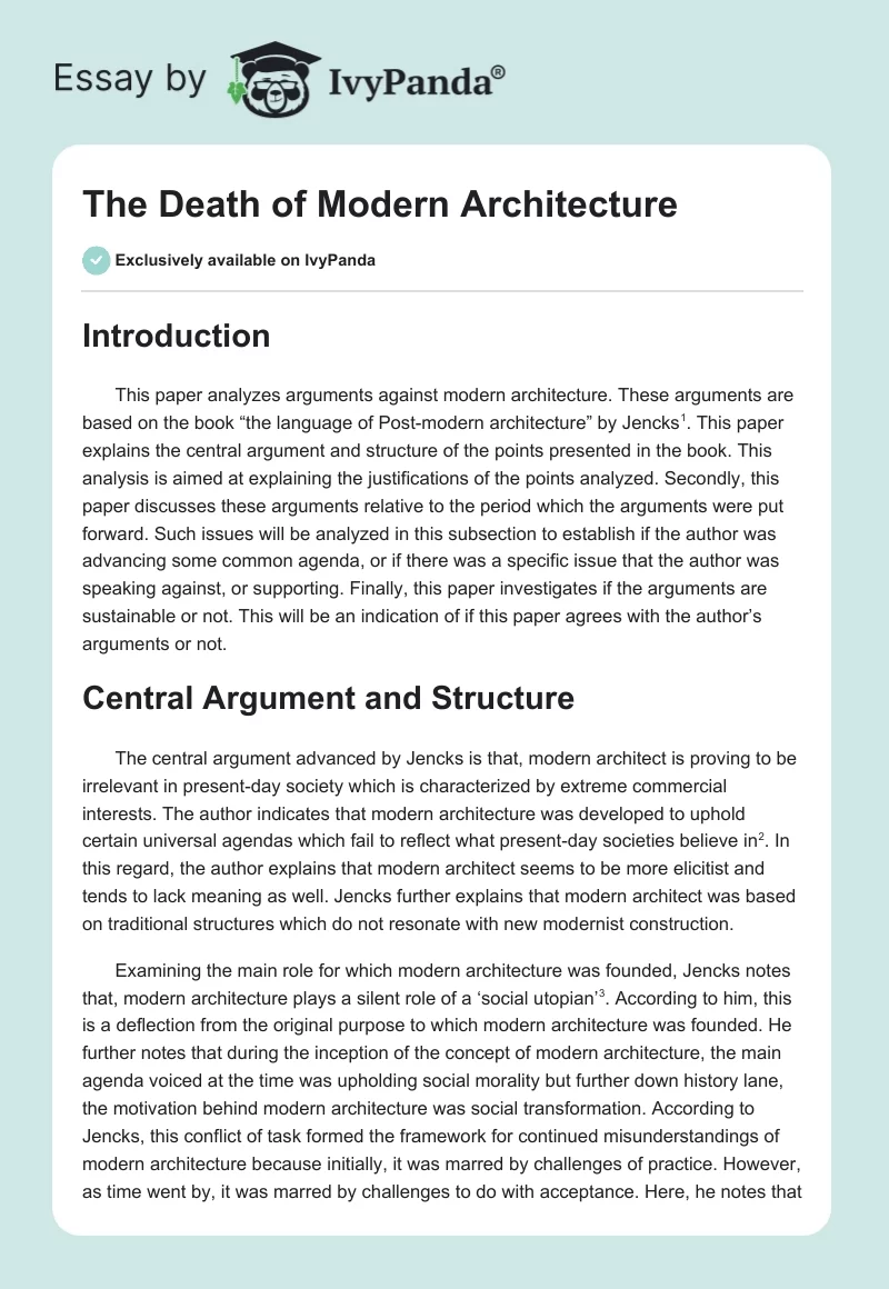 The Death of Modern Architecture. Page 1