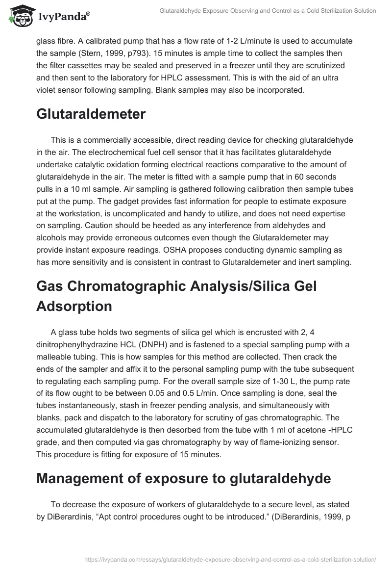 Glutaraldehyde Exposure Observing and Control as a Cold Sterilization Solution. Page 4