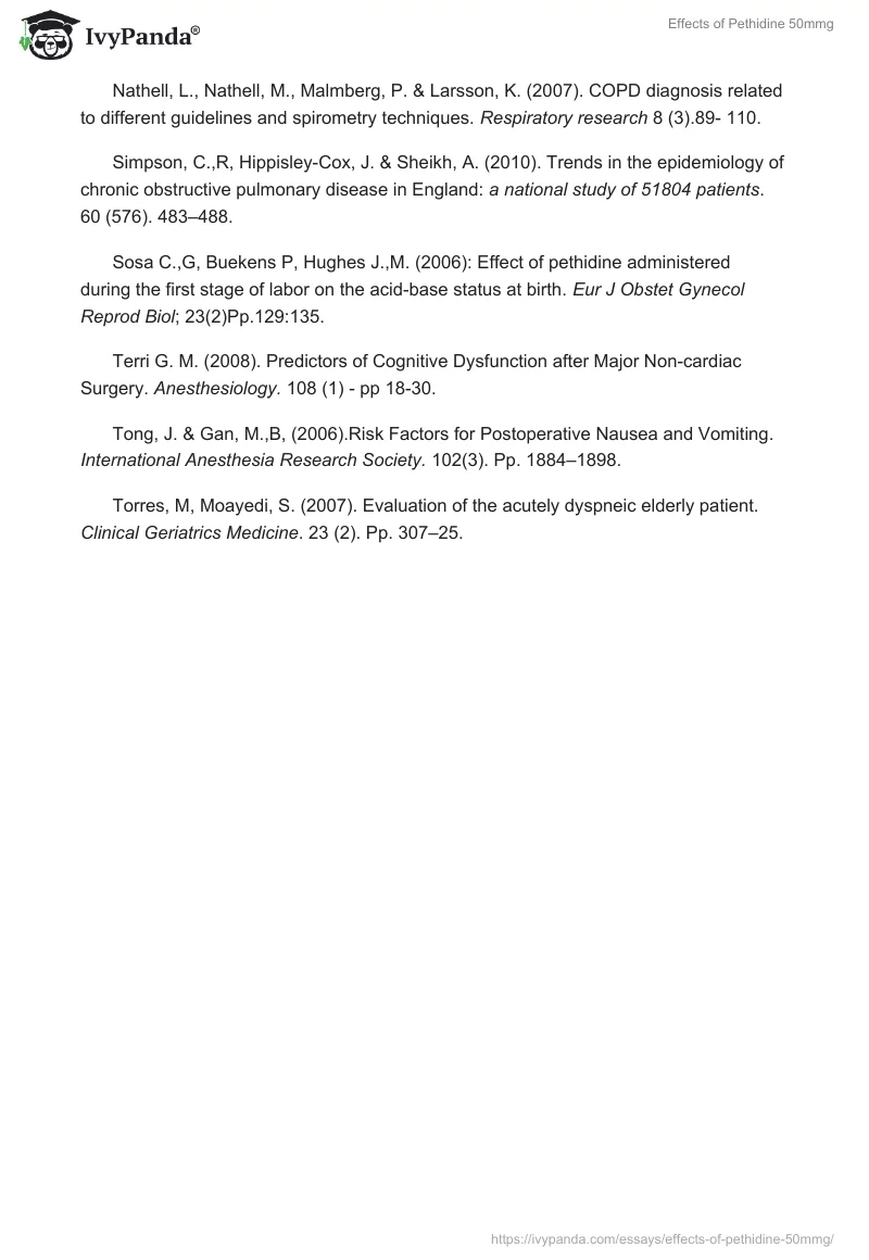 Effects of Pethidine 50mmg. Page 5