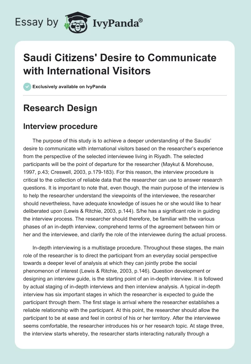 Saudi Citizens' Desire to Communicate with International Visitors. Page 1