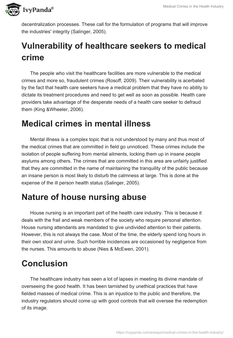Medical Crimes in the Health Industry. Page 2