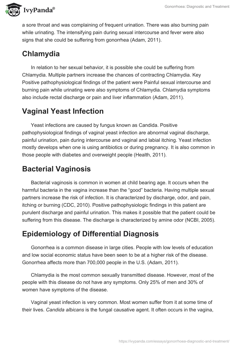 Gonorrhoea: Diagnostic and Treatment. Page 2