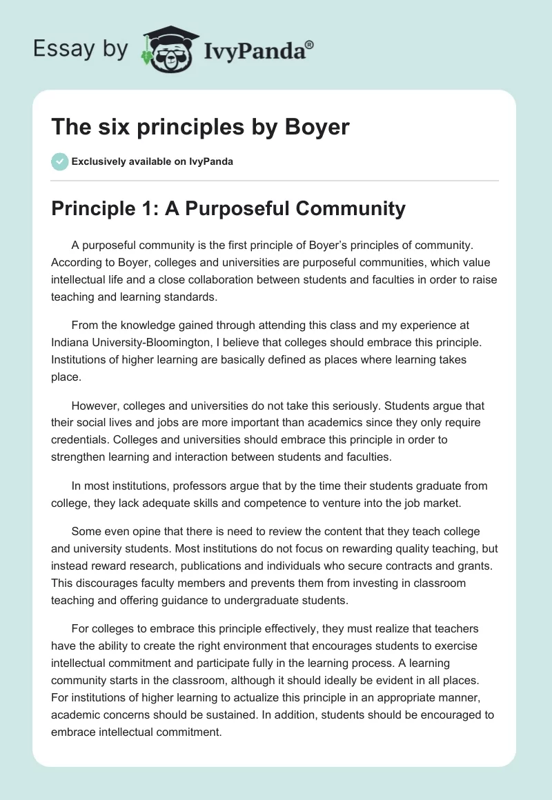 The six principles by Boyer. Page 1