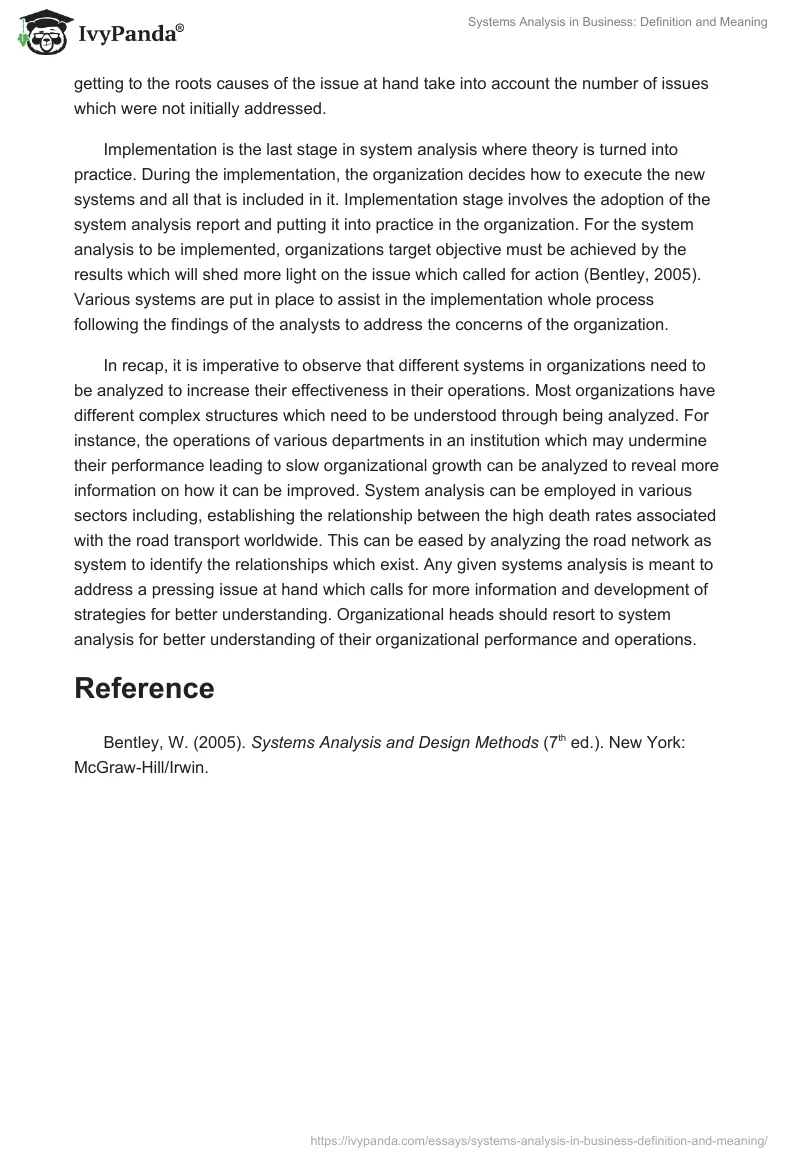 Systems Analysis in Business: Definition and Meaning. Page 3