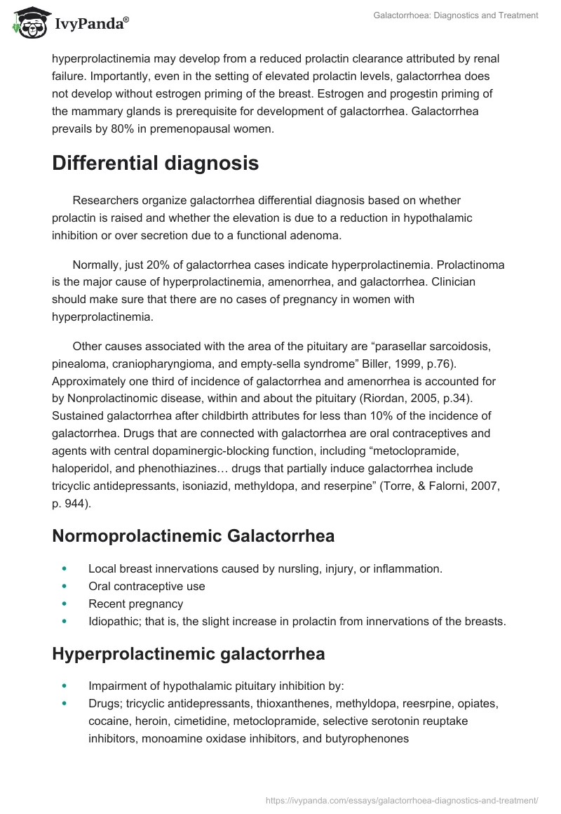 Galactorrhoea: Diagnostics and Treatment. Page 2
