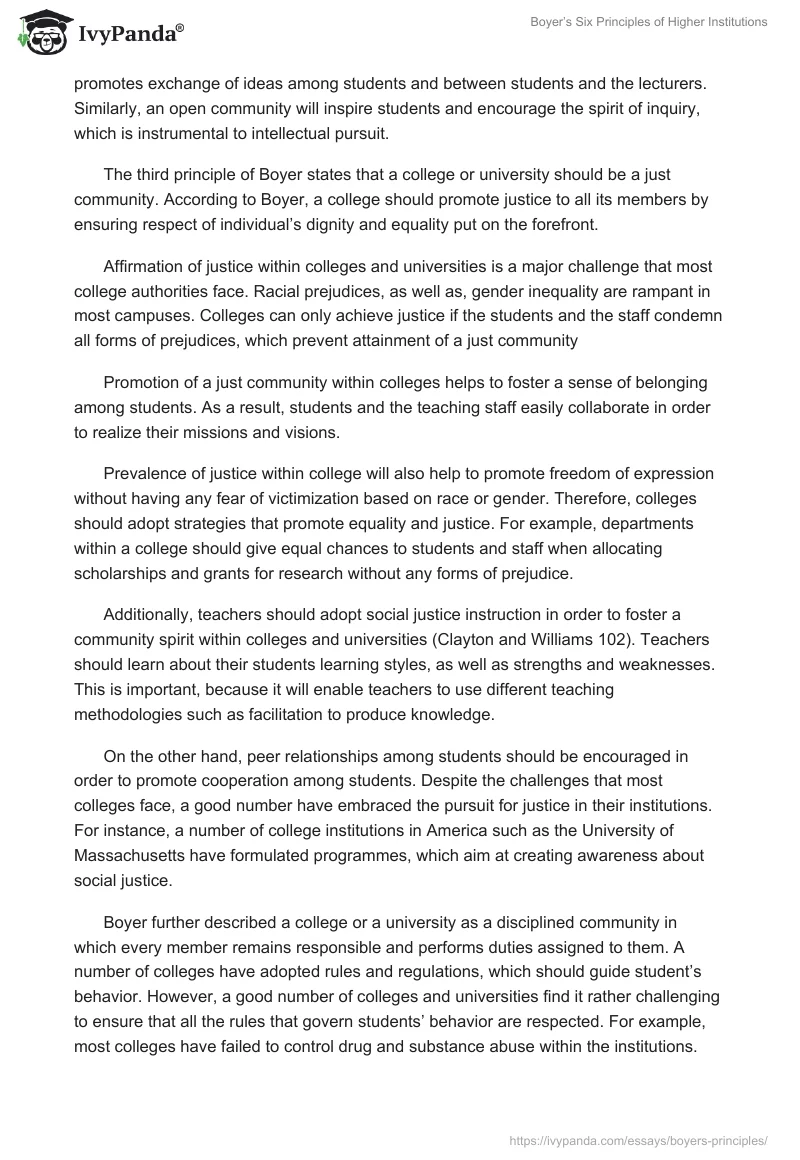 Boyer’s Six Principles of Higher Institutions . Page 3
