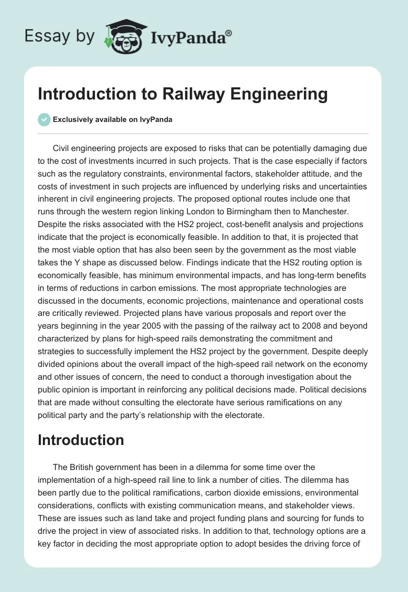 Introduction to Railway Engineering. Page 1